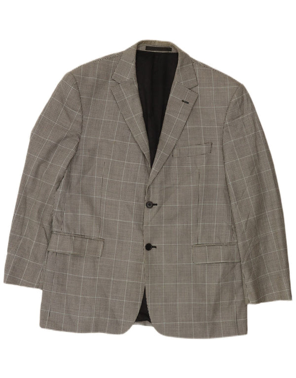 Marks & Spencer Mens 2 Button Blazer Jacket UK 42 Large Black Houndstooth