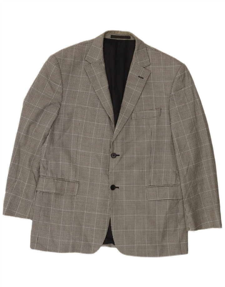 Marks & Spencer Mens 2 Button Blazer Jacket UK 42 Large Black Houndstooth