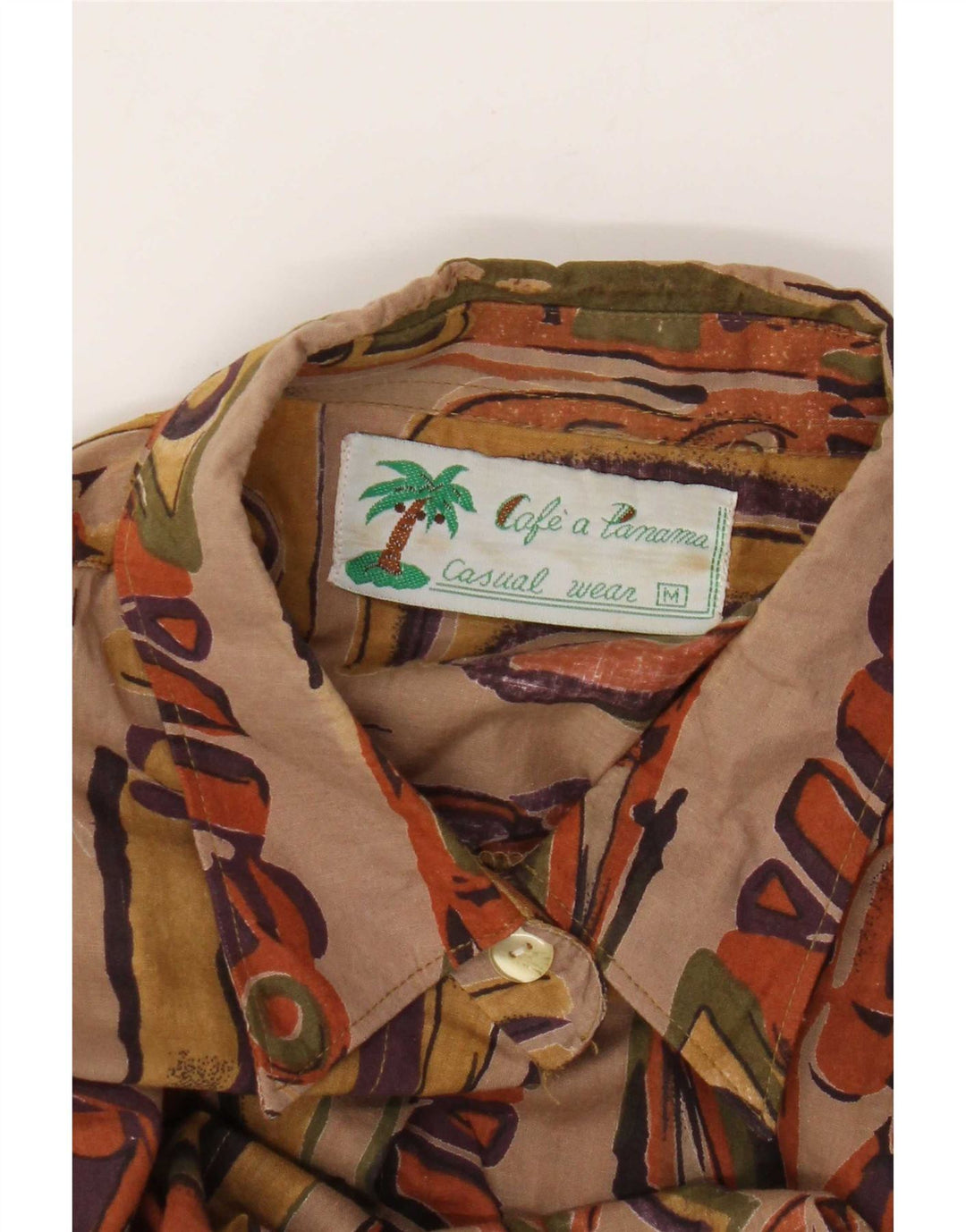 Vintage Womens Longline Abstract Pattern Shirt Blouse UK 14 Medium Brown
