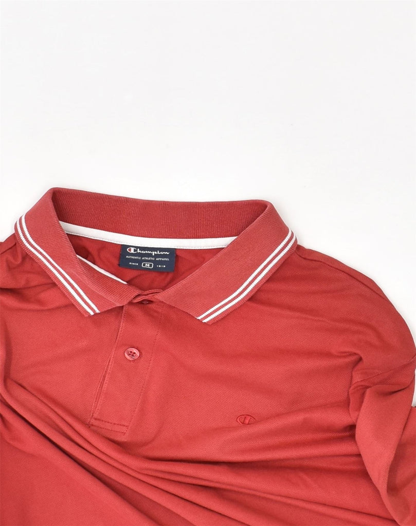 CHAMPION Mens Polo Shirt Medium Red Cotton | Vintage Champion | Thrift | Second-Hand Champion | Used Clothing | Messina Hembry 