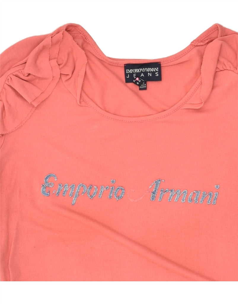 EMPORIO ARMANI Womens Graphic T-Shirt Top UK 10 Small Pink | Vintage Emporio Armani | Thrift | Second-Hand Emporio Armani | Used Clothing | Messina Hembry 