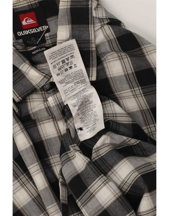 Quiksilver Mens Short Sleeve Regular Fit Shirt XL Grey Check Cotton