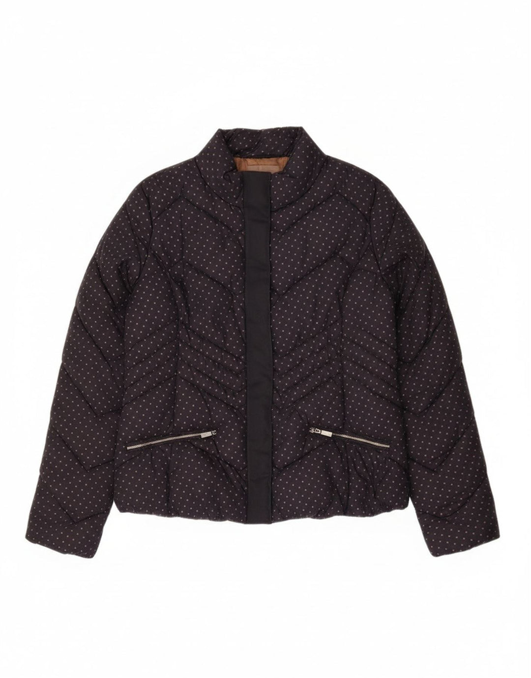Diana Gallesi Womens Padded Jacket UK 16 Large Navy Blue Spotted Polyamide