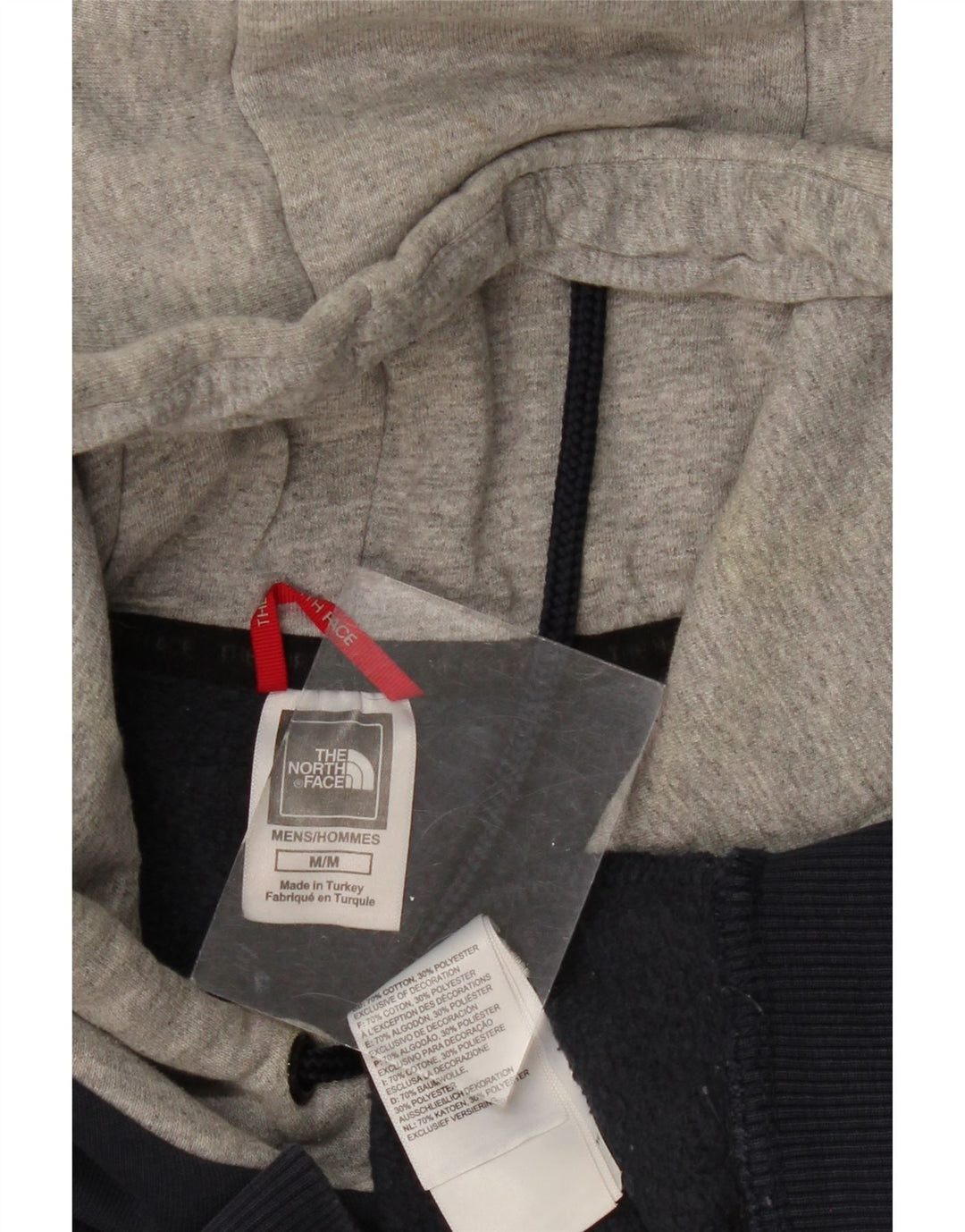 THE NORTH FACE Mens Hoodie Jumper Medium Navy Blue Colourblock Cotton