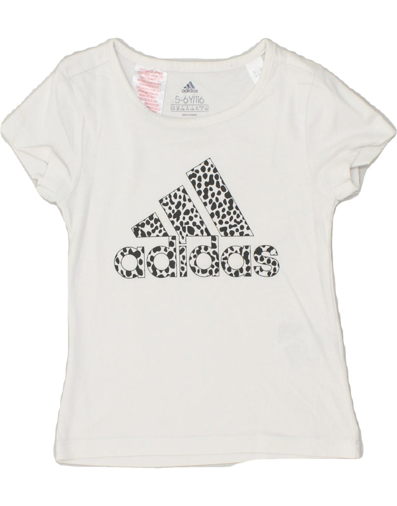 ADIDAS Girls Graphic T-Shirt Top 5-6 Years White Cotton | Vintage Adidas | Thrift | Second-Hand Adidas | Used Clothing | Messina Hembry 