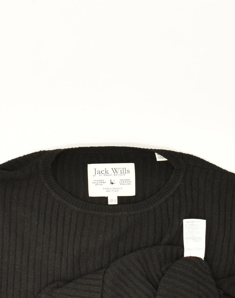 JACK WILLS Womens Short Sleeve Crew Neck Jumper Sweater UK 6 XS Black | Vintage Jack Wills | Thrift | Second-Hand Jack Wills | Used Clothing | Messina Hembry 