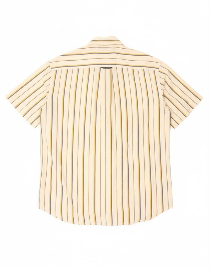 KAPPA Mens Short Sleeve Shirt Medium White Pinstripe Cotton