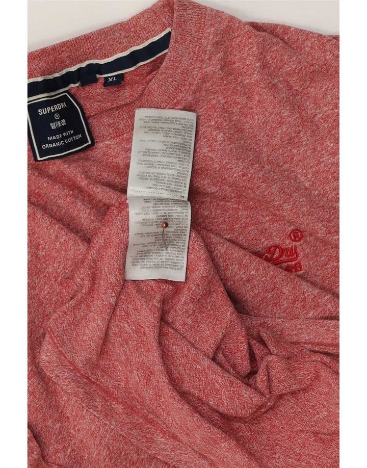 Superdry Mens T-Shirt Top XL Red Flecked Cotton