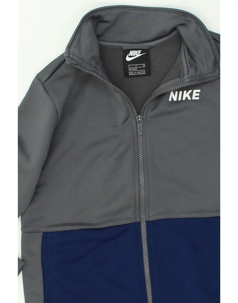 NIKE Boys Graphic Tracksuit Top Jacket 8-9 Years Small Grey Colourblock | Vintage Nike | Thrift | Second-Hand Nike | Used Clothing | Messina Hembry 