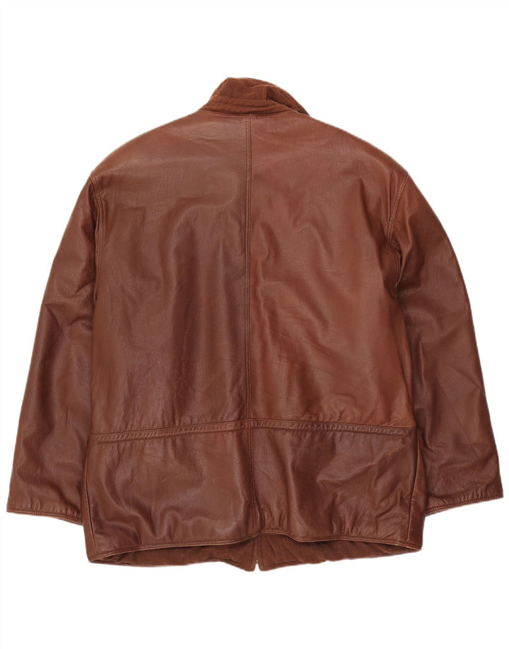 VINTAGE Mens Leather Jacket UK 42 XL Brown Leather