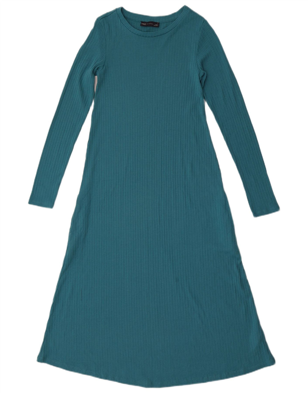 Marks & Spencer Womens Long Sleeve Maxi Dress UK 6 XS Green Polyester