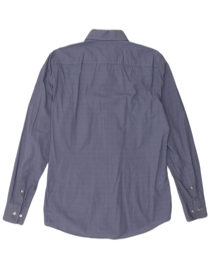 Hugo Boss Mens Slim Fit Shirt Size 38 15 Medium Blue Spotted Cotton