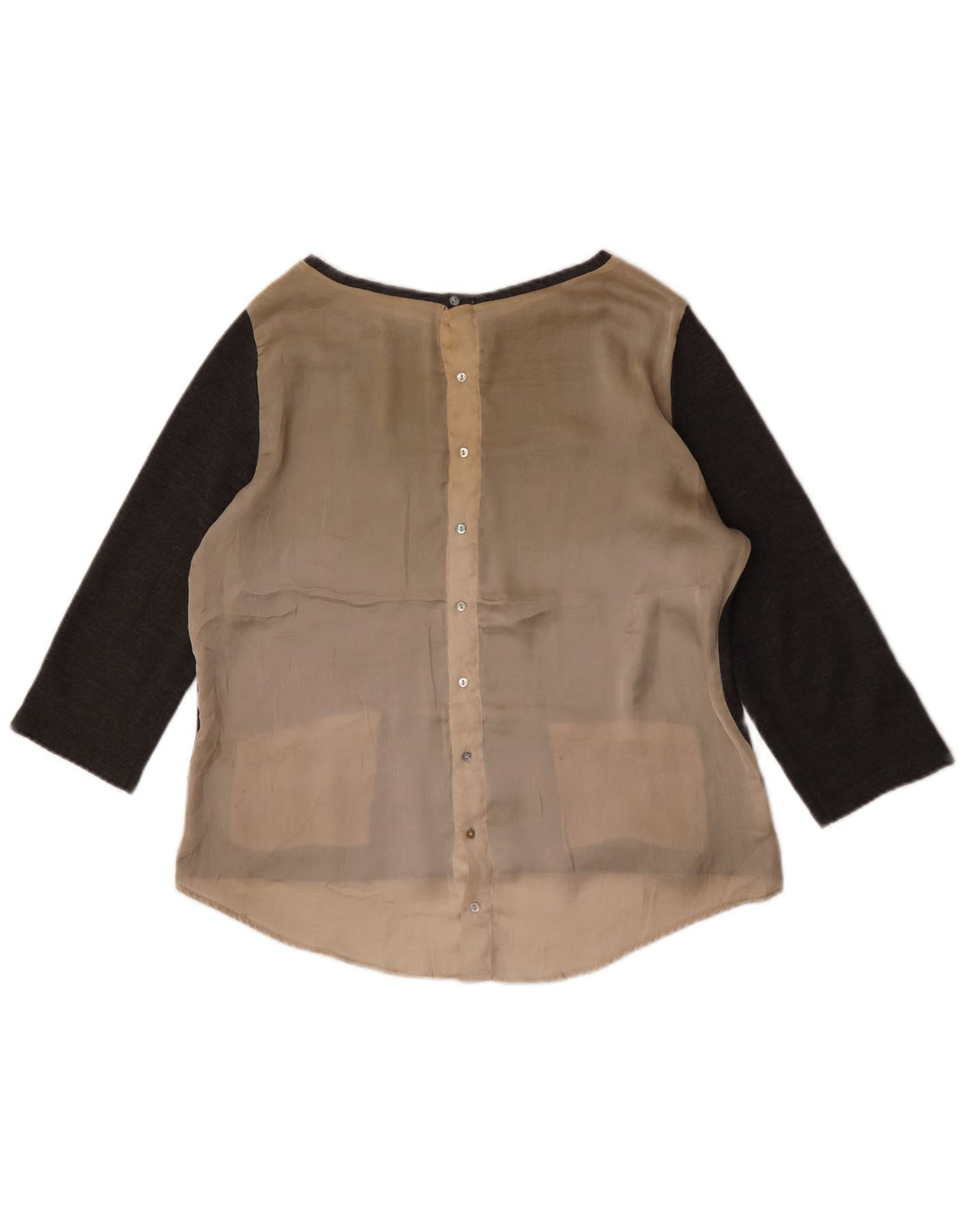 Zara Womens 3/4 Sleeve Blouse Top UK 16 Large Grey Colourblock