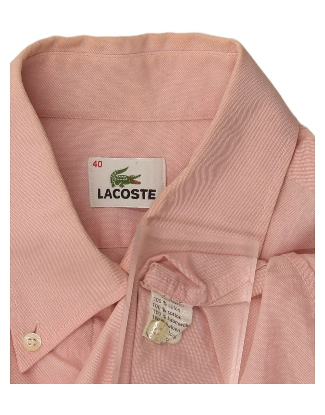 Lacoste Mens Shirt Size 40 Medium Pink Cotton