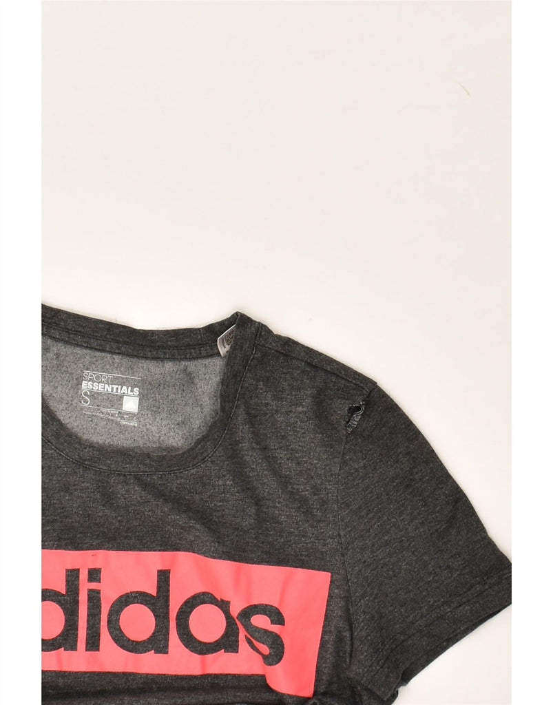 ADIDAS Womens Graphic T-Shirt Top UK 10 Small Grey Cotton | Vintage Adidas | Thrift | Second-Hand Adidas | Used Clothing | Messina Hembry 