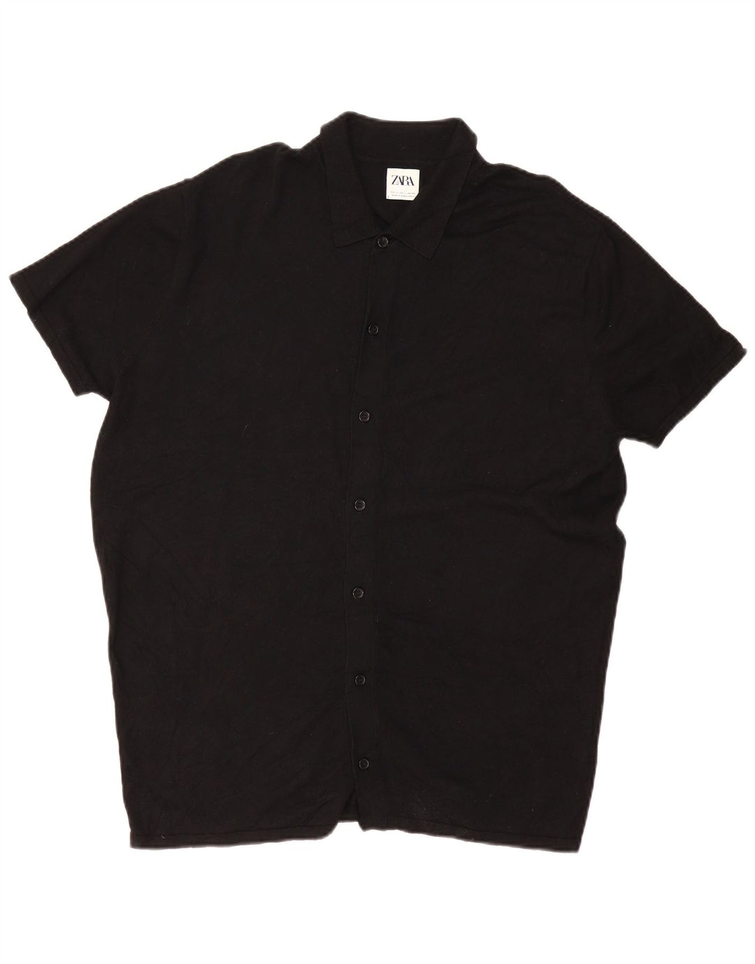 Zara Mens Short Sleeve Knit Shirt Large Black