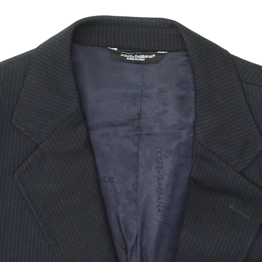 Dolce & Gabbana Mens Navy 3 Button Pin Stripe Blazer Jacket | Vintage Designer | Vintage Messina Hembry | Thrift | Second-Hand Messina Hembry | Used Clothing | Messina Hembry 