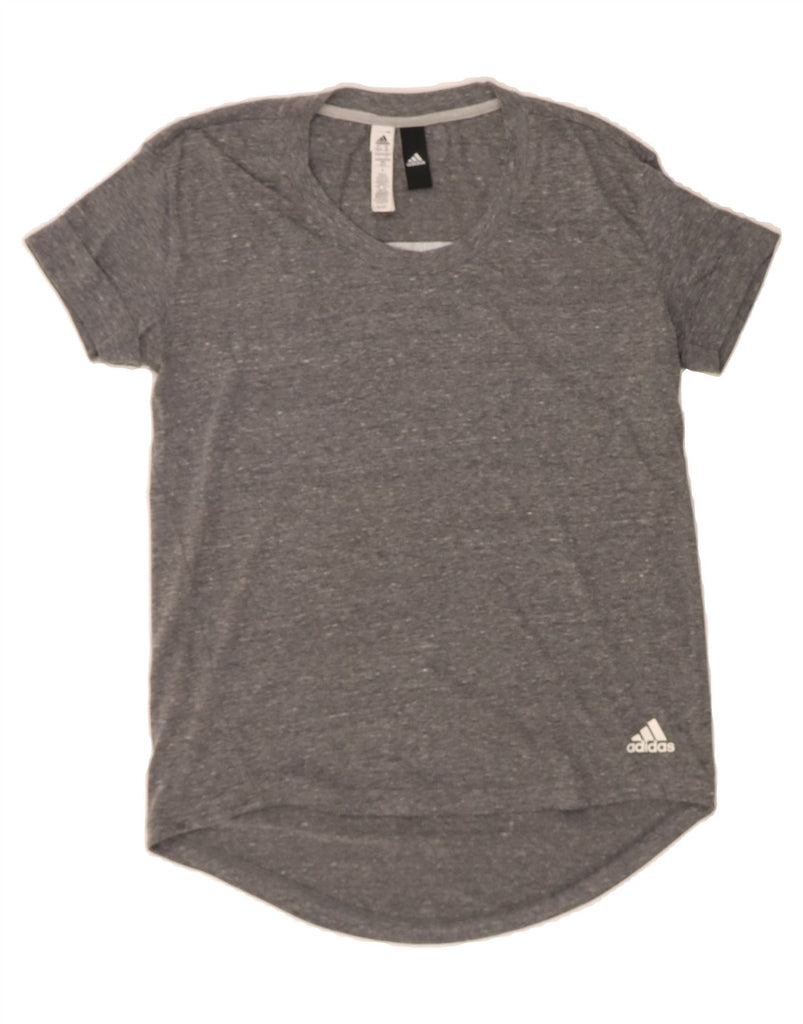 ADIDAS Womens T-Shirt Top UK 4/6 XS Grey Flecked Polyester Vintage Adidas and Second-Hand Adidas from Messina Hembry 