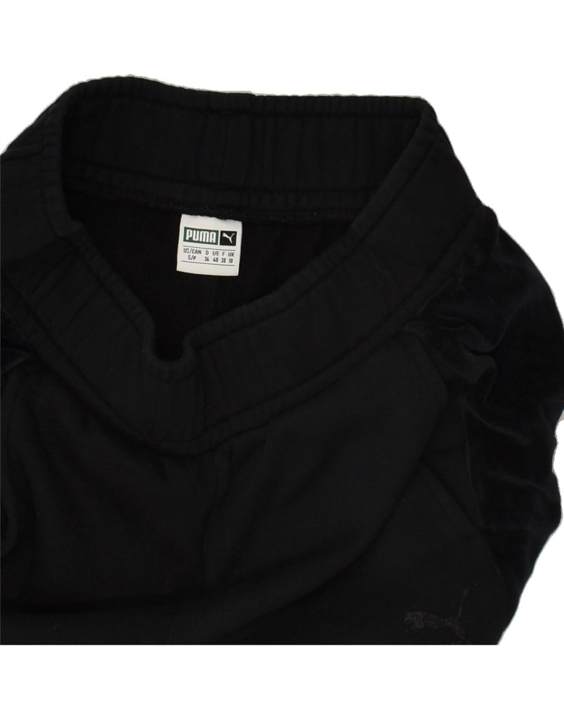 PUMA Womens Capri Tracksuit Trousers UK 10 Small  Black Colourblock Cotton | Vintage Puma | Thrift | Second-Hand Puma | Used Clothing | Messina Hembry 