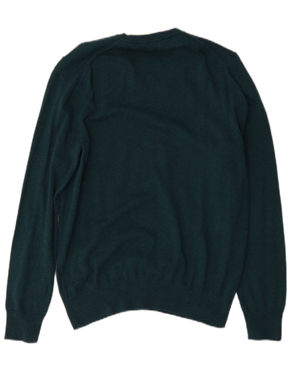 Marks & Spencer Mens V-Neck Jumper Sweater Medium Green Cotton