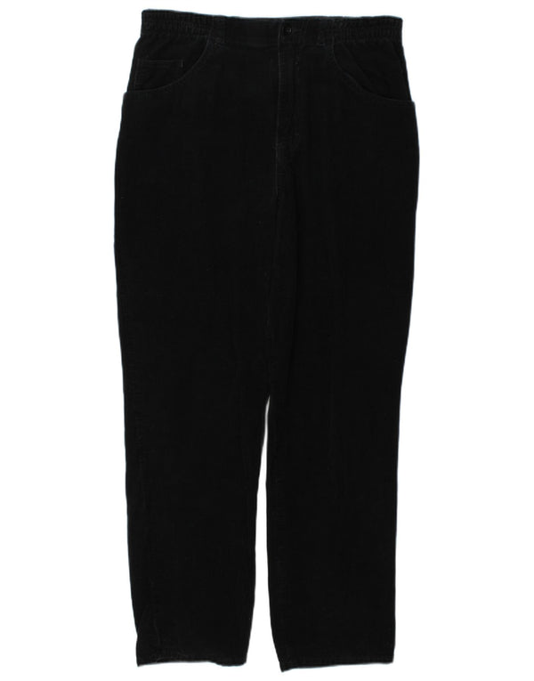 Marks & Spencer Womens High Waist Corduroy Trousers UK 10 Small W27 L27 Bla