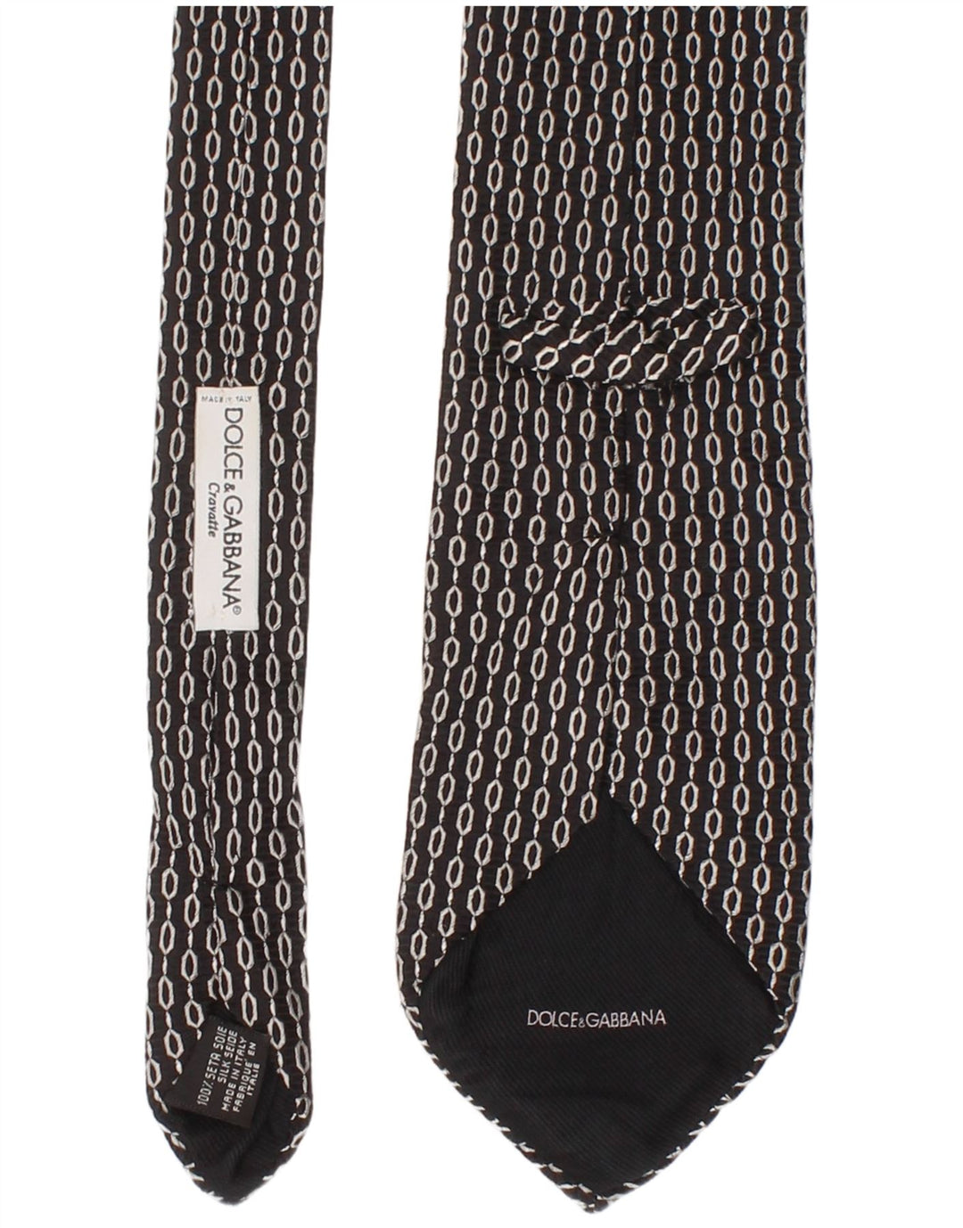 Dolce & Gabbana Mens Tie One Size Black Geometric Silk Classic