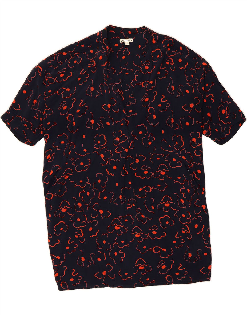 WHISTLES Womens Oversized Basic Dress UK 14 Medium Navy Blue Floral Cupro Vintage Whistles and Second-Hand Whistles from Messina Hembry 