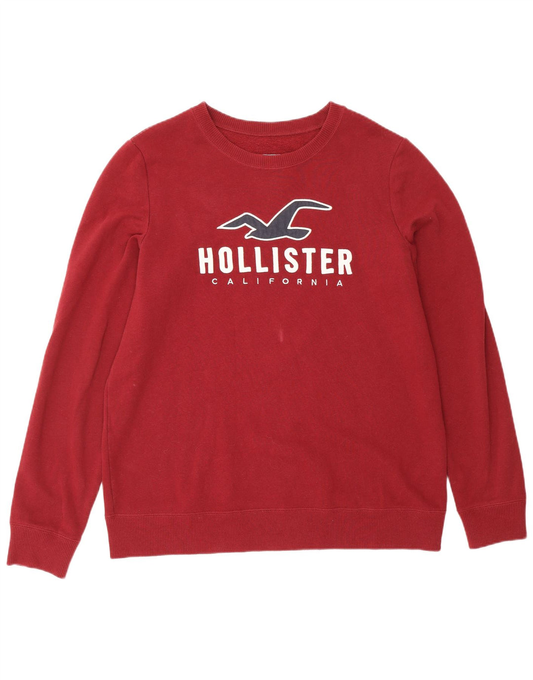 HOLLISTER Mens Graphic Sweatshirt Jumper Large Burgundy Cotton
