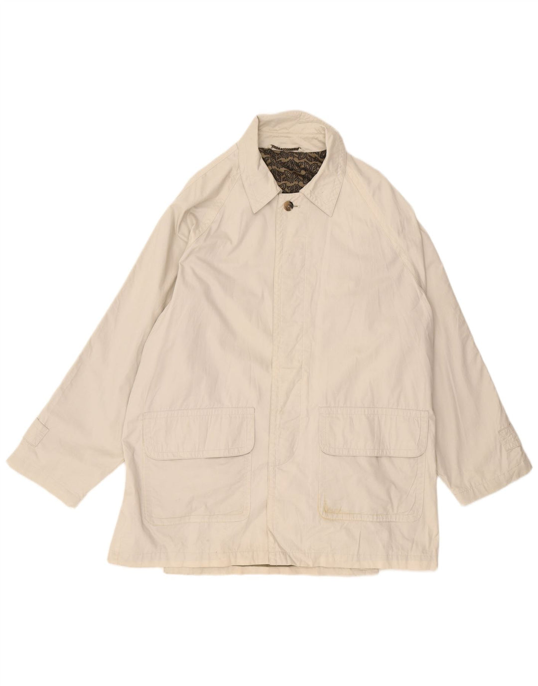 ST MICHAEL Mens Loose Fit Windbreaker Jacket UK 38 Medium White Polyester