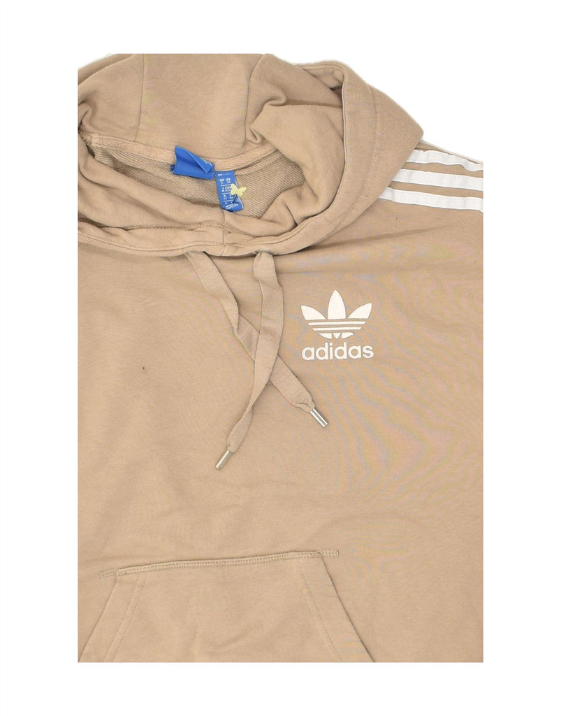 ADIDAS Womens Graphic Hoodie Jumper UK 6 XS Beige Cotton | Vintage Adidas | Thrift | Second-Hand Adidas | Used Clothing | Messina Hembry 