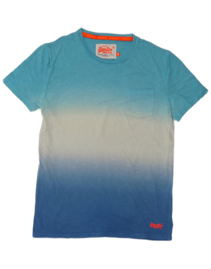 Superdry Mens T-Shirt Top Small Blue Tie Dye Cotton
