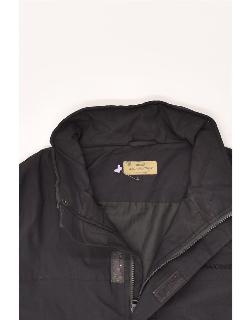 JACK & JONES Mens Windbreaker Jacket UK 40 Large Black Polyester | Vintage Jack & Jones | Thrift | Second-Hand Jack & Jones | Used Clothing | Messina Hembry 