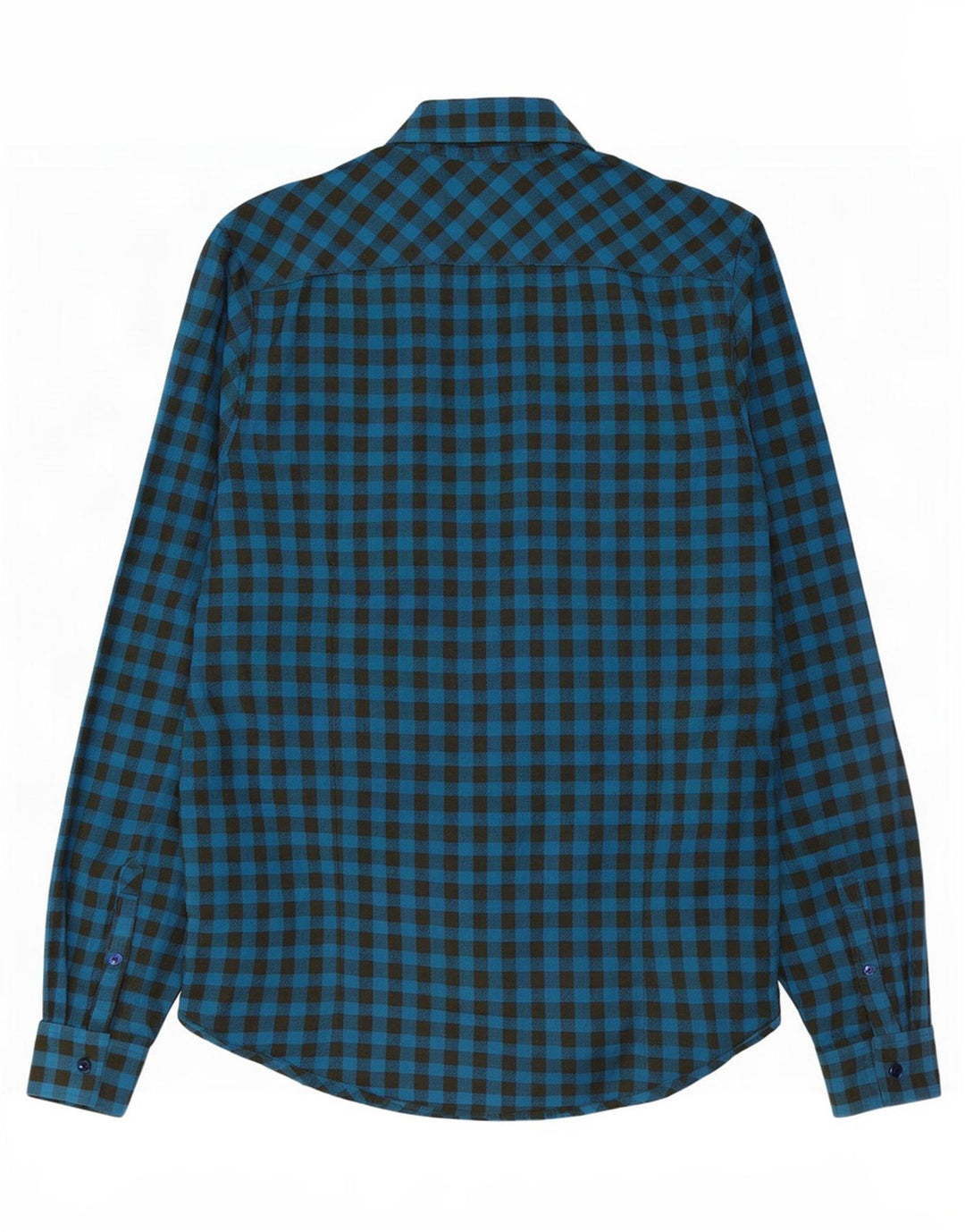 Penguin Mens Heritage Slim Fit Flannel Shirt Medium Blue Gingham Cotton