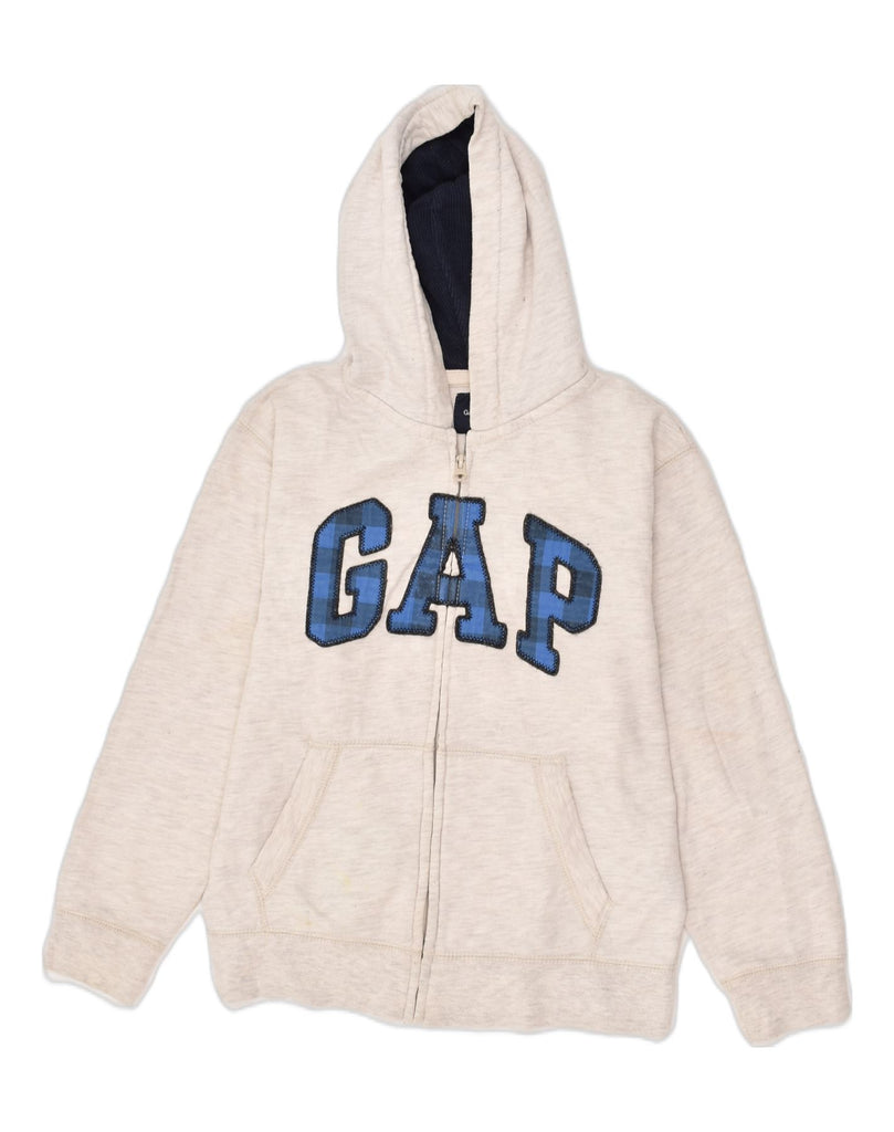 GAP Boys Graphic Zip Hoodie Sweater 9-10 Years Large  Grey Cotton | Vintage Gap | Thrift | Second-Hand Gap | Used Clothing | Messina Hembry 