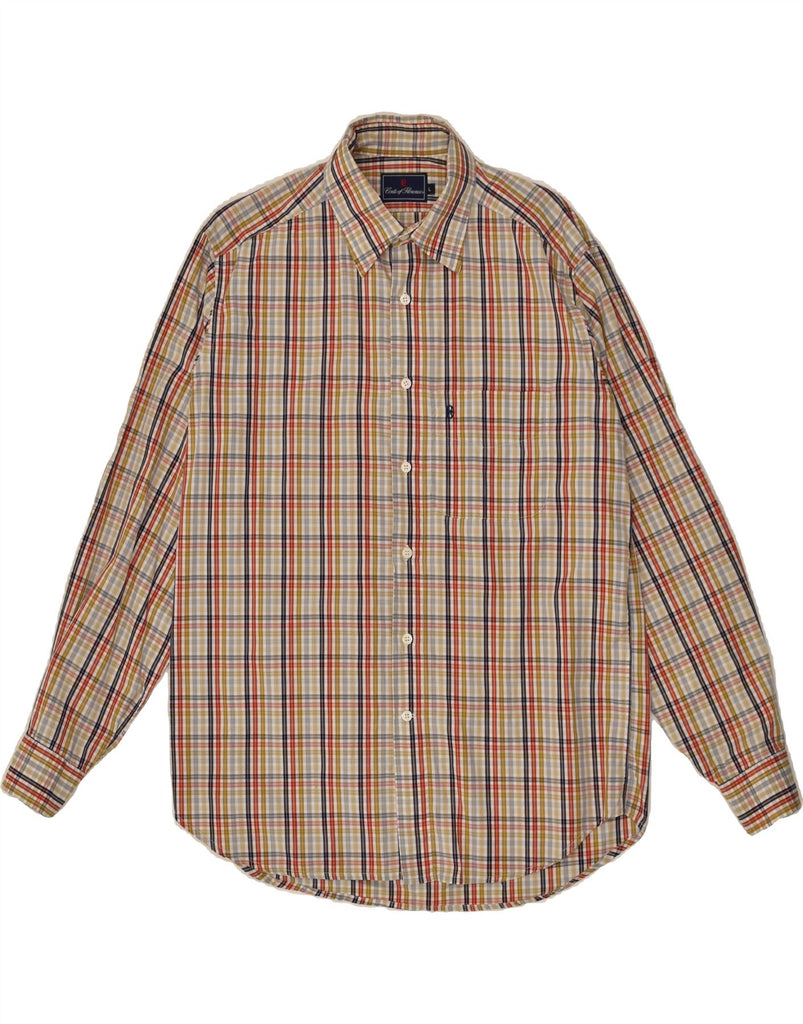 CONTE OF FLORENCE Mens Shirt Large Beige Check Cotton | Vintage Conte of Florence | Thrift | Second-Hand Conte of Florence | Used Clothing | Messina Hembry 