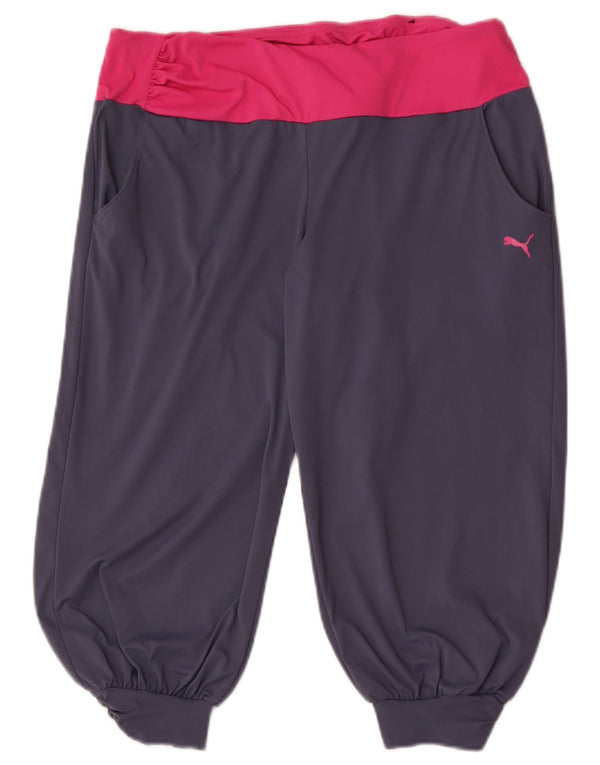 Puma Womens Bermuda Sport Shorts UK 14 Large Grey Colourblock Sports