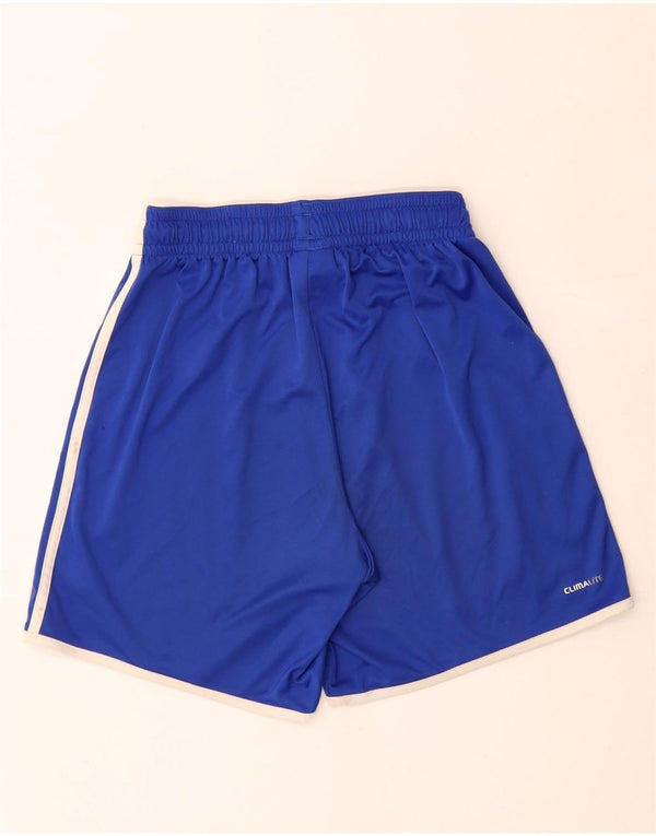 ADIDAS Boys Climalite Sport Shorts 9-10 Years Small Blue Polyester