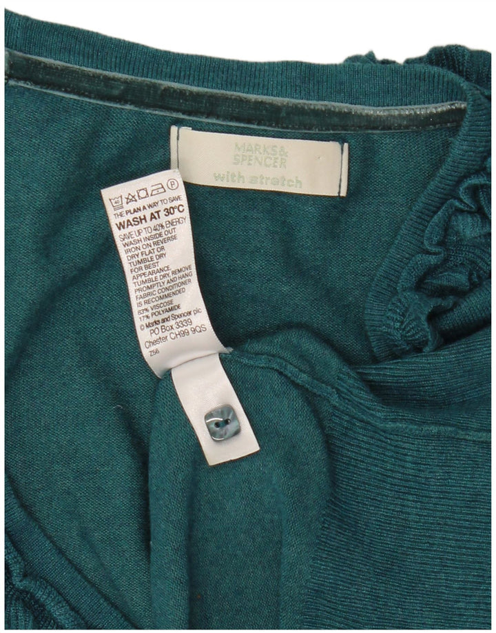 Marks & Spencer Womens Crop Cardigan Sweater UK 12 Medium Green