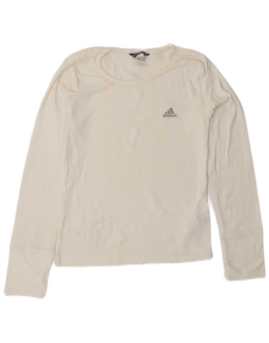 ADIDAS Womens Top Long Sleeve UK 10 Small White Cotton