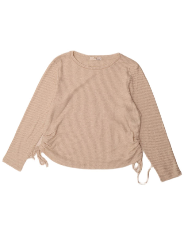 Marks & Spencer Womens Top Long Sleeve UK 16 Large Beige Viscose