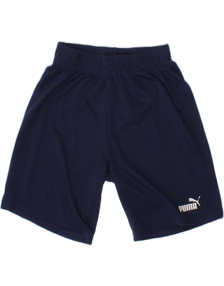 PUMA Boys Sport Shorts 7-8 Years Small  Navy Blue Polyester Vintage Puma and Second-Hand Puma from Messina Hembry 