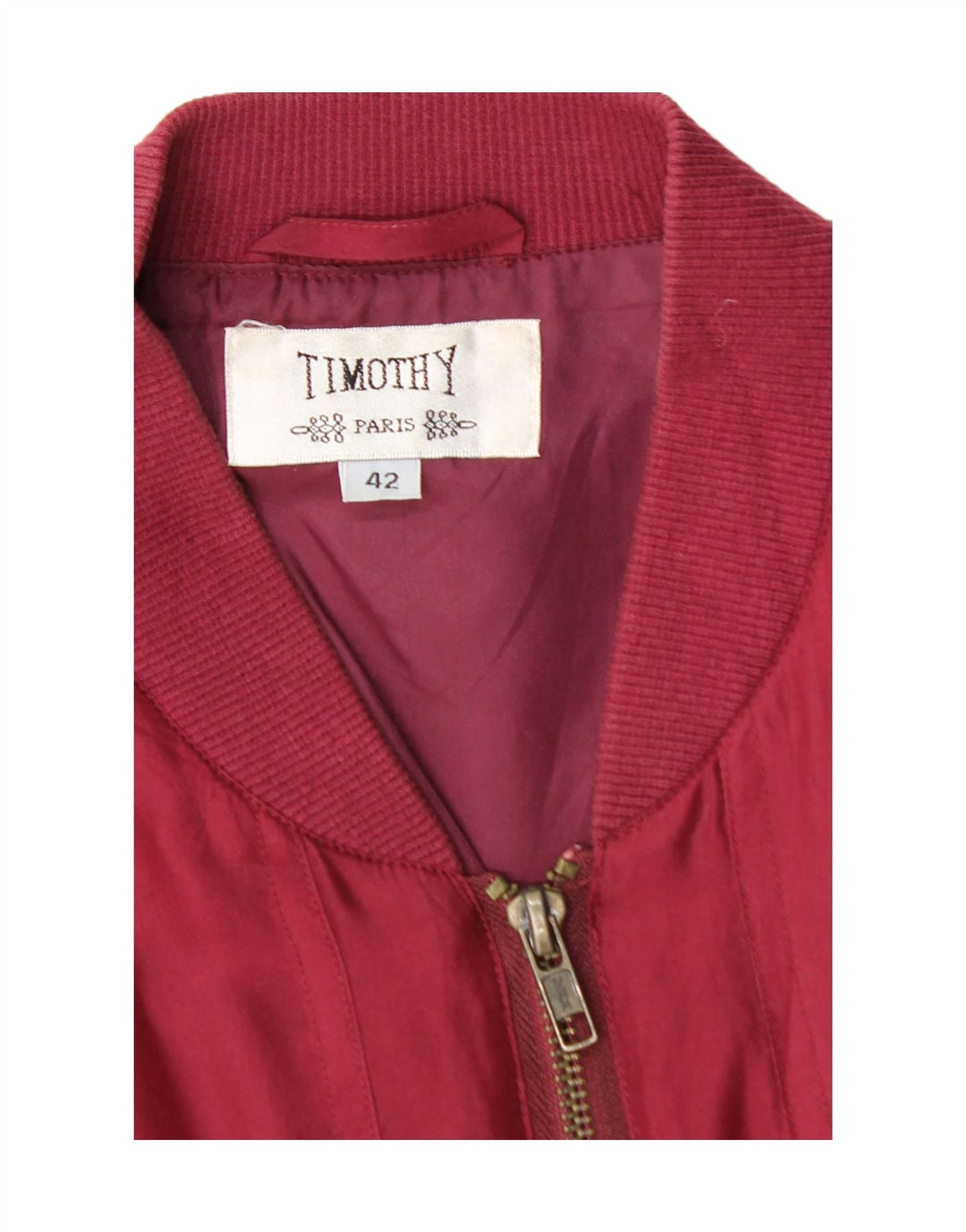 TIMOTHY Mens Paris Bomber Jacket UK 42 XL Burgundy Vintage Timothy and Second-Hand Timothy from Messina Hembry 