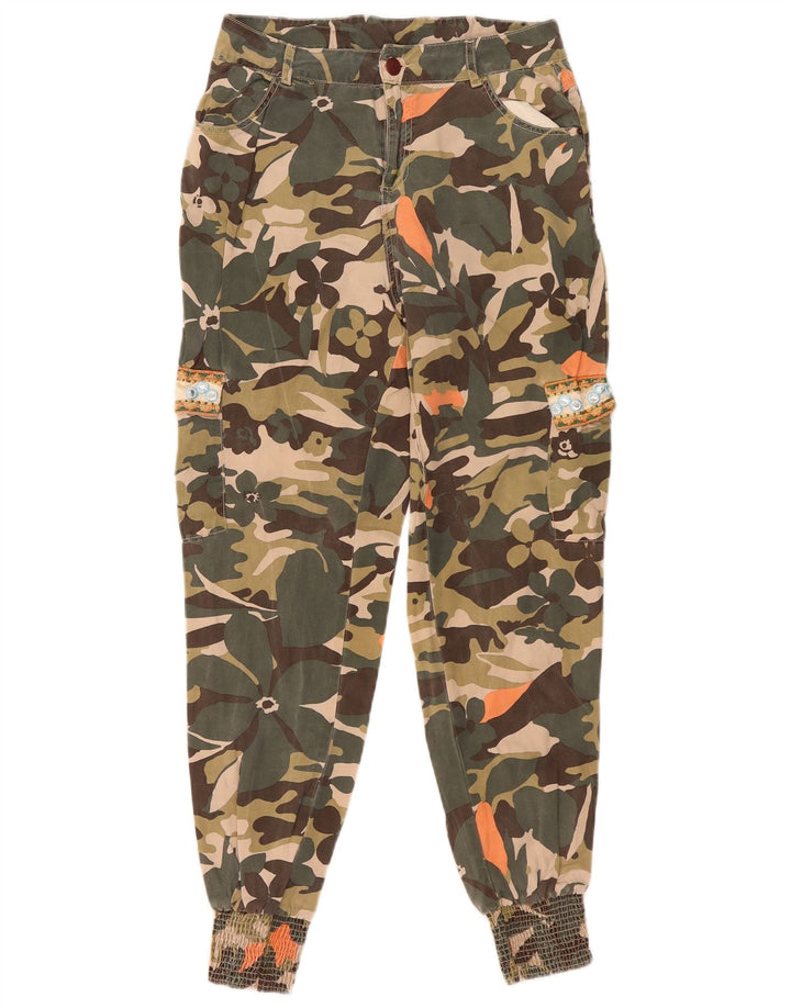 Desigual Womens Cargo Trousers EU 38 Medium W29 L29 Green Camouflage