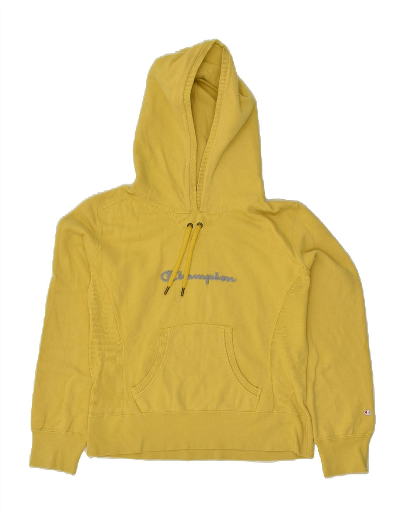 CHAMPION Womens Heritage Classics Graphic Hoodie Jumper UK 10 Small Yellow | Vintage Champion | Thrift | Second-Hand Champion | Used Clothing | Messina Hembry 