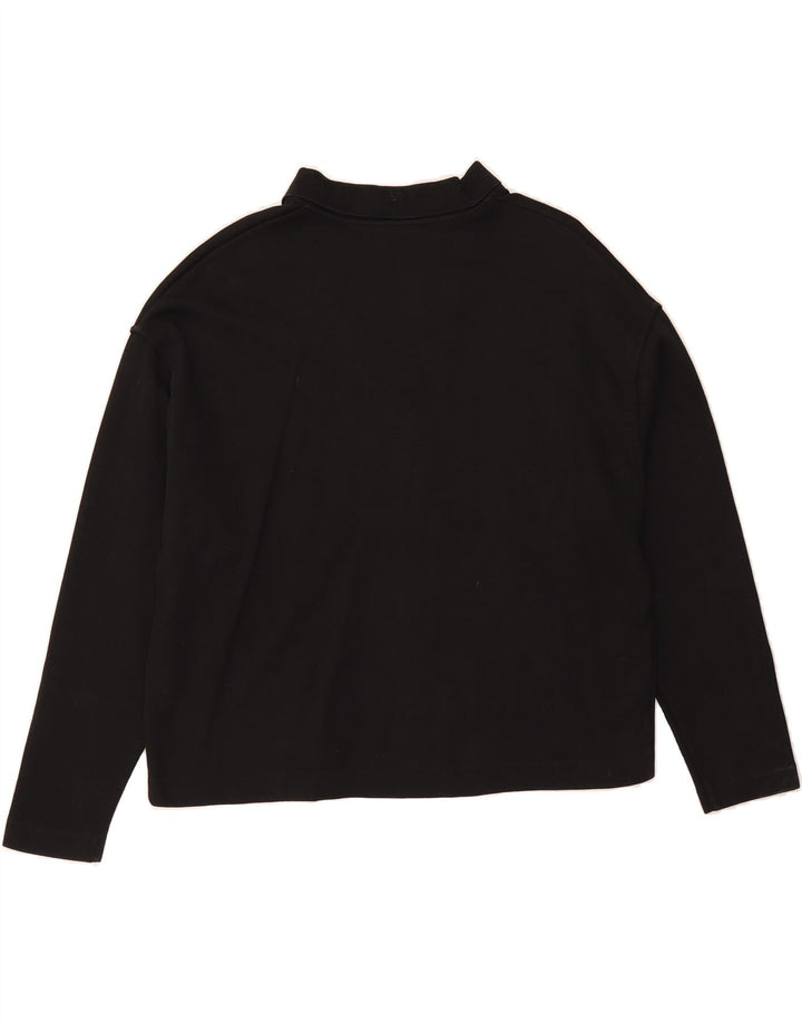 MASSIMO DUTTI Womens Long Sleeve Polo Shirt UK 14 Medium Black Cotton Vintage Massimo Dutti and Second-Hand Massimo Dutti from Messina Hembry 