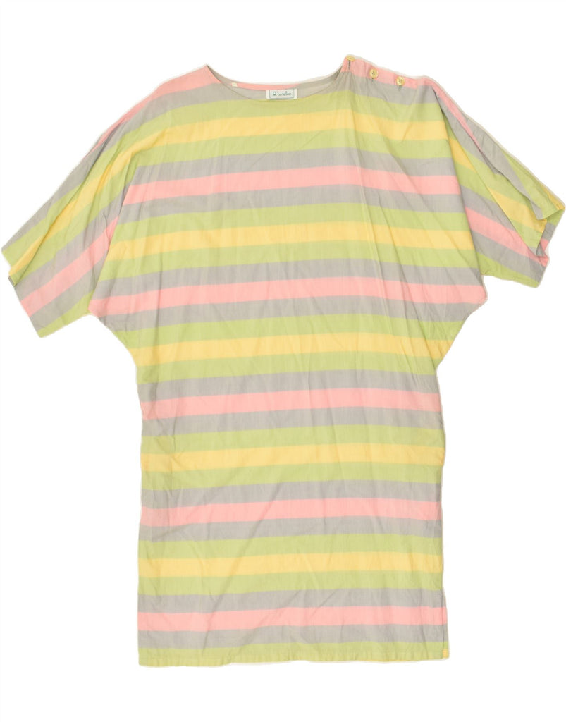 BENETTON Womens Oversized Basic Dress UK 14 Medium Multicoloured Striped Vintage Benetton and Second-Hand Benetton from Messina Hembry 