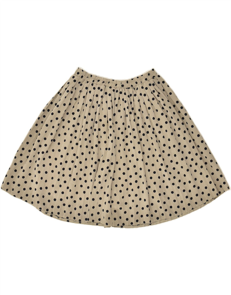 VINTAGE Womens Pleated Skirt W26 Small  Beige Polka Dot | Vintage Vintage | Thrift | Second-Hand Vintage | Used Clothing | Messina Hembry 