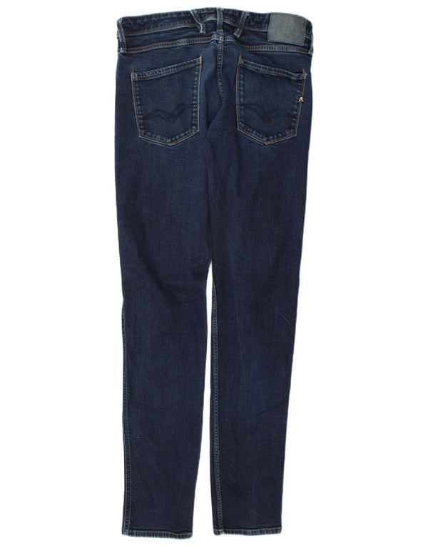 Replay Mens Anbass Slim Jeans W34 L36 Navy Blue Cotton