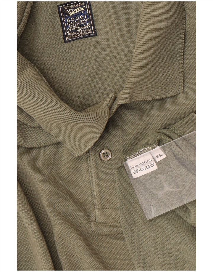 Boggi Mens Polo Shirt XL Khaki Cotton