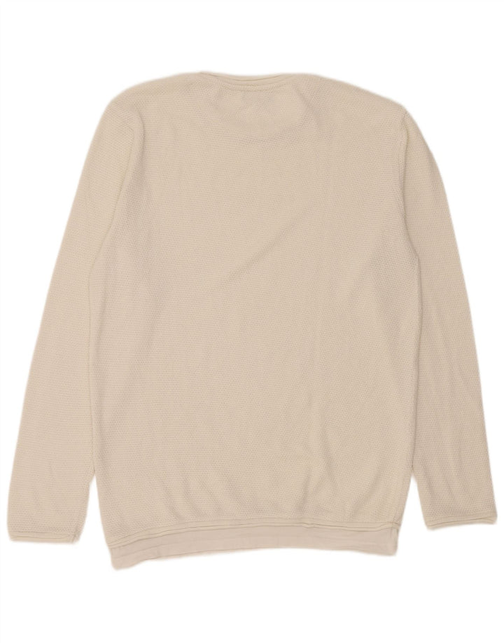 Zara Mens Crew Neck Jumper Sweater Large White